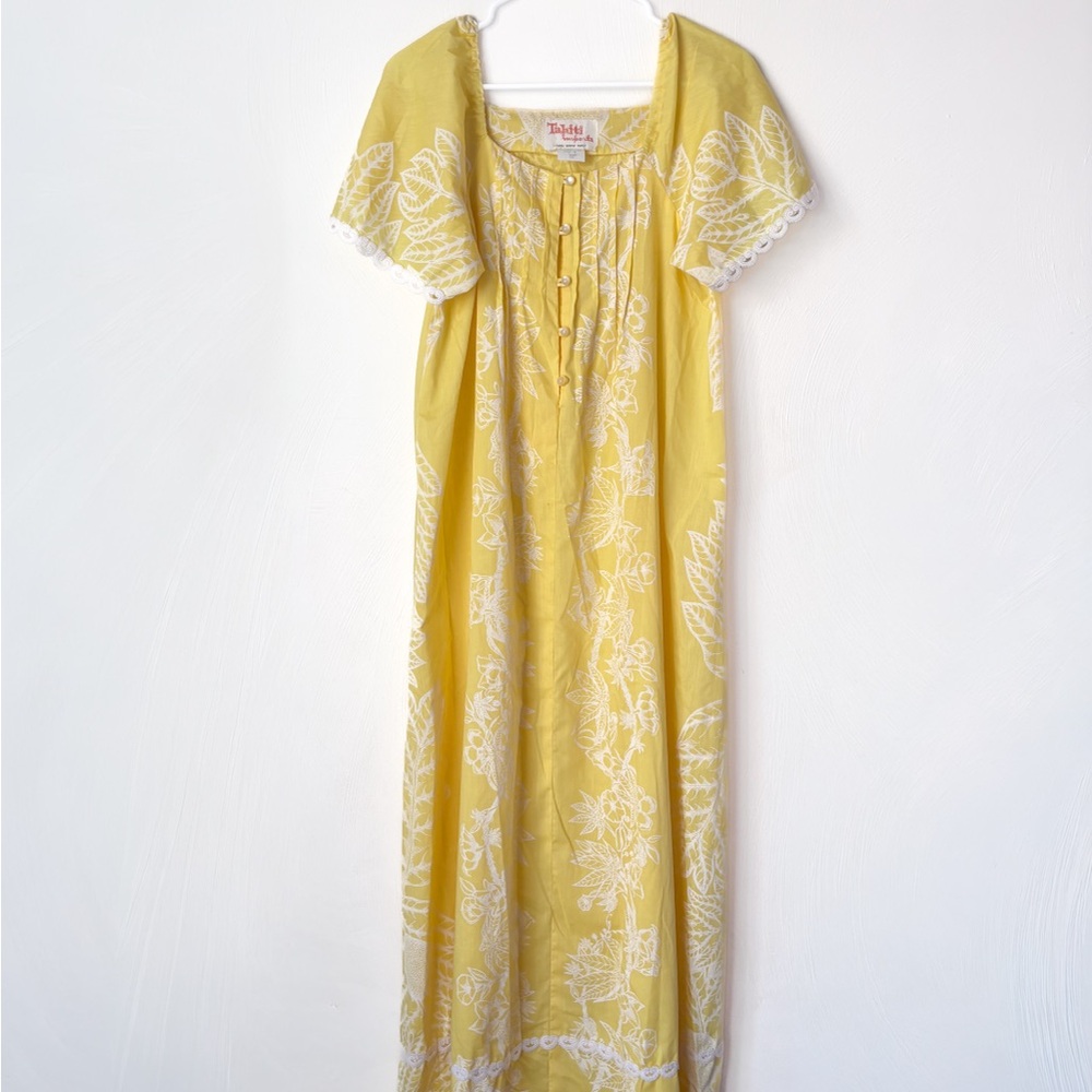 Vintage Tahiti Imports RARE 60’s Hawaiian Maxi Sun Dress Yellow - Picture 2 of 5